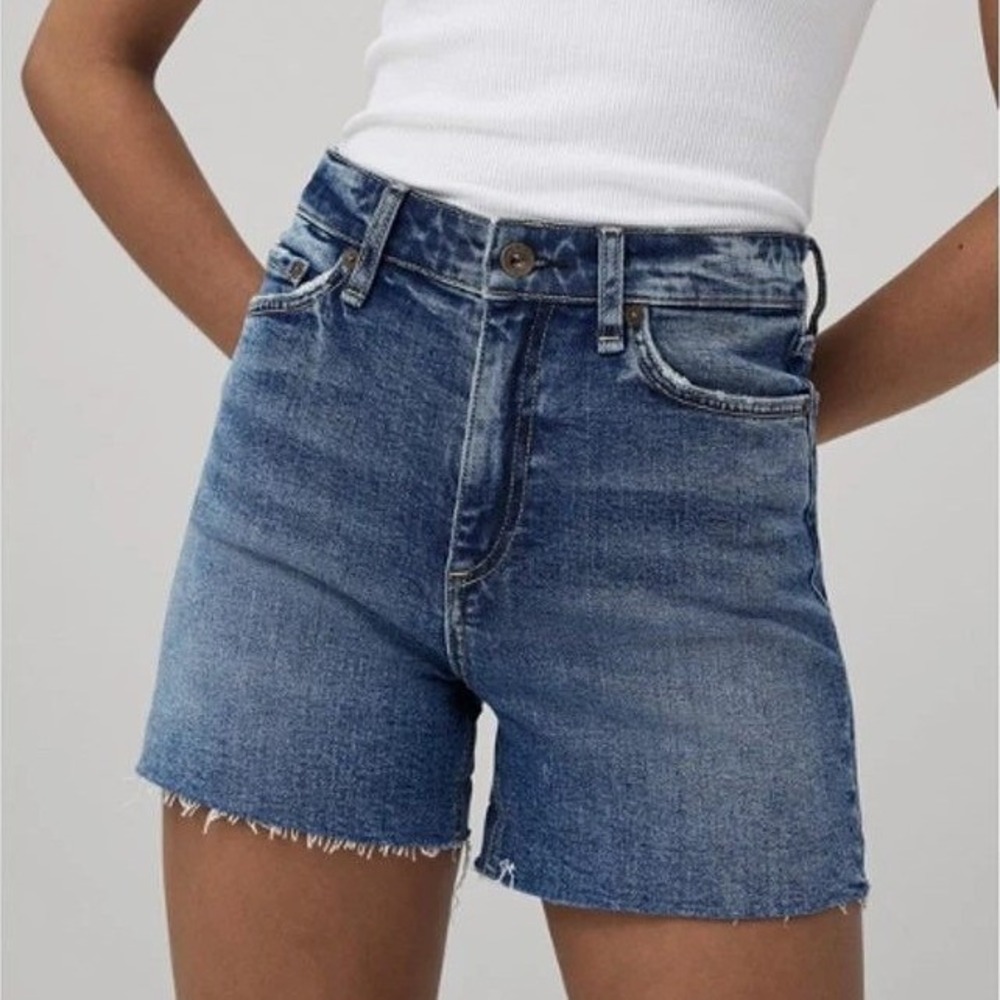 Rag & Bone Nina High Rise Denim Shorts Balboa Cut Off Raw Hem Size 27